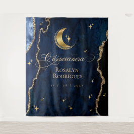  Celestial Quinceanera Midnight Welcome Sign  Wandteppich