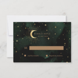 Celestial Quinceanera Moon Gold UAWG Response Card RSVP Karte
