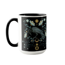 Celestial Raven Coffee Tasse Viking Pagan Botanisc