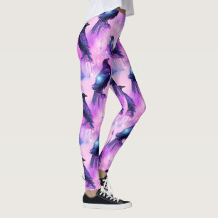 Celestial Raven Galaxy Pastel Halloween Muster Leggings