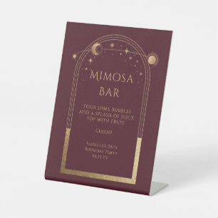 Celestial Red Gold Mimosa Bar Sun Moon Stars Sockelschild