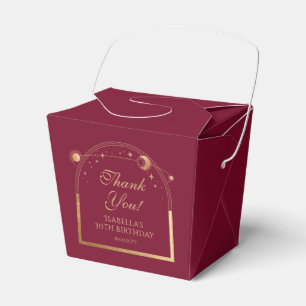 Celestial Red Gold Sun Moon Stars 30. Geburtstag Geschenkschachtel