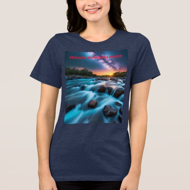 Celestial River Dreams - Abstrakt Sunset & Starry Tri-Blend Shirt (Vorderseite)