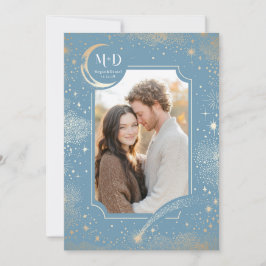 Celestial Romantic Starry Night Wedding Foto Einladung