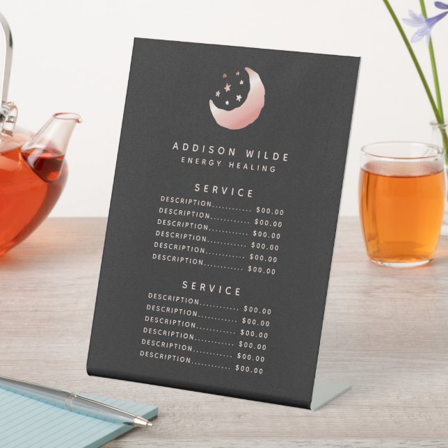 Celestial Rose Gold Crescent Moon Service Price Sockelschild (In Situ)