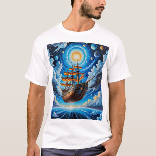 Celestial Segelschiff Fantasy Art Cosmic Tshirt
