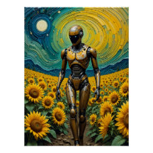 Celestial Sentience: Roboter in Sunflower Fields