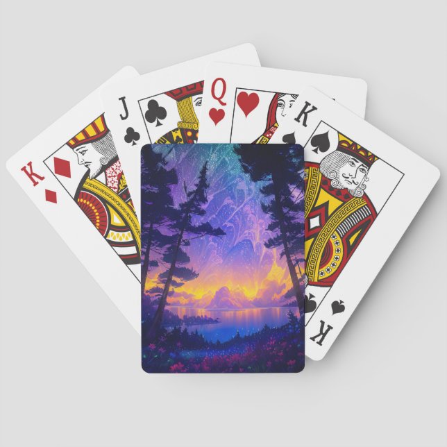 Celestial Serenade, die Reflektionen des Nachthimm Spielkarten (Rückseite)