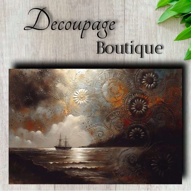 Celestial Ship Journey Decoupage Seidenpapier (Celestial Ship Journey Decoupage Tissue Paper)