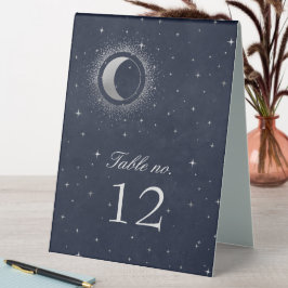 Celestial Silver Stars Wedding Number Tischaufsteller
