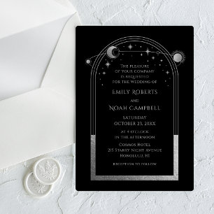 Celestial Silver Sun Moon Astronomie Hochzeit Acryleinladungen