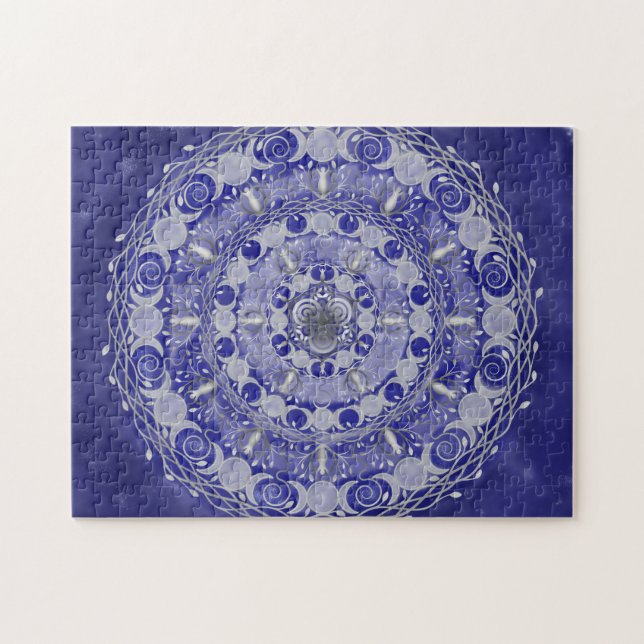 Celestial Silver Triple Moon Goddess Mandala (Horizontal)