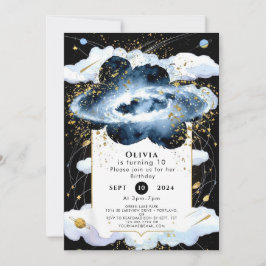 Celestial Simple Space Geburtstag Einladung