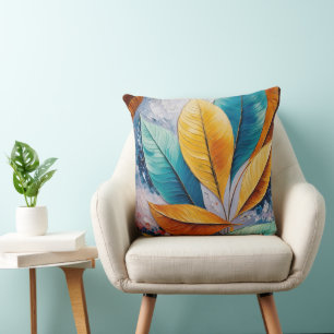 Celestial Sky Blätter Sunlit Abstrakte Kunst Kissen