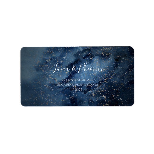 Celestial Sky | Gold Wedding RSVP Address Labels Adressaufkleber (Vorne)