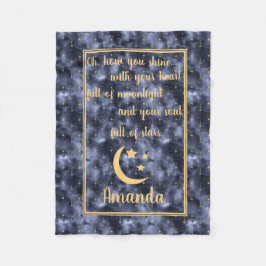 Celestial Sky Moon Stars Navy Fleecedecke