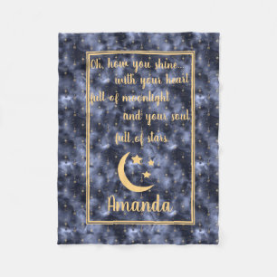 Celestial Sky Moon Stars Navy Fleecedecke