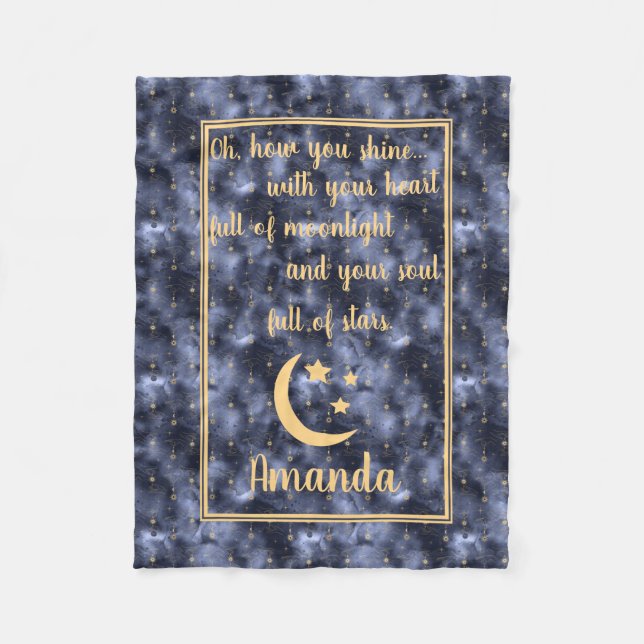 Celestial Sky Moon Stars Navy Fleecedecke (Vorderseite)