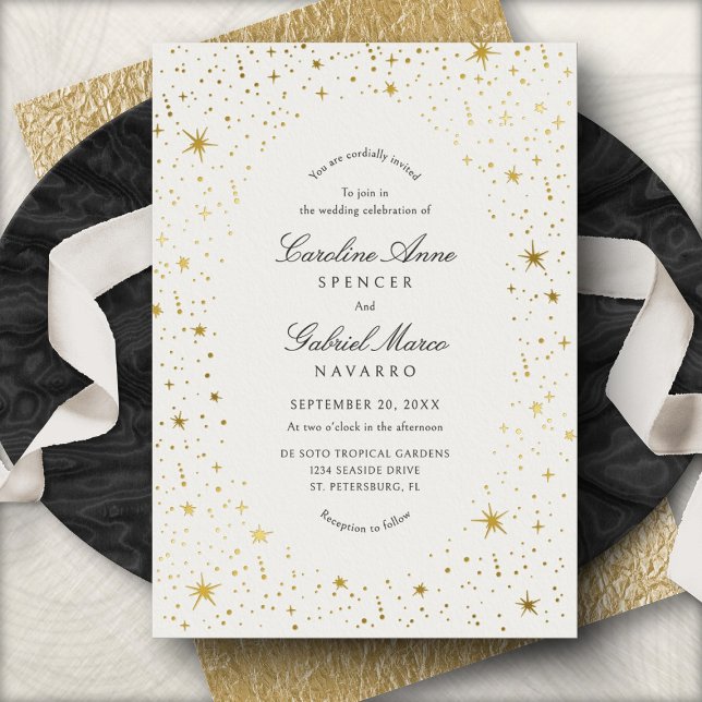 Celestial Sky Stars Wedding Foil Invitation (Créateur téléchargé)