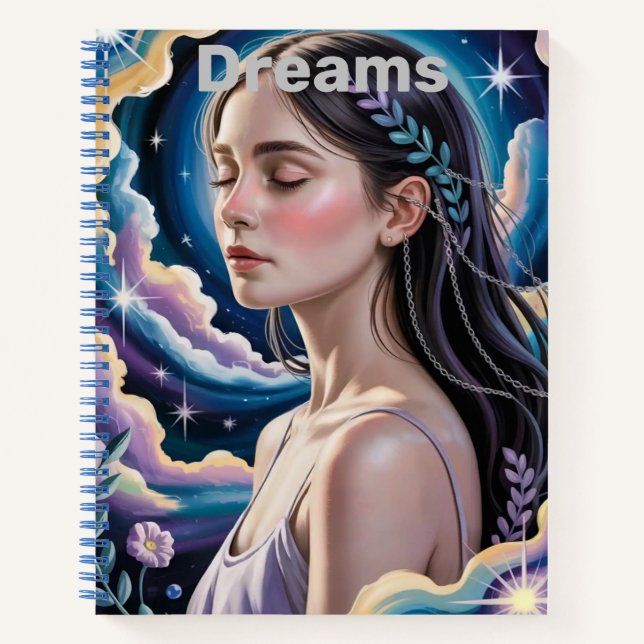 Celestial Sky Woman Dreams Spiral Notebook Notizbuch (Vorderseite)
