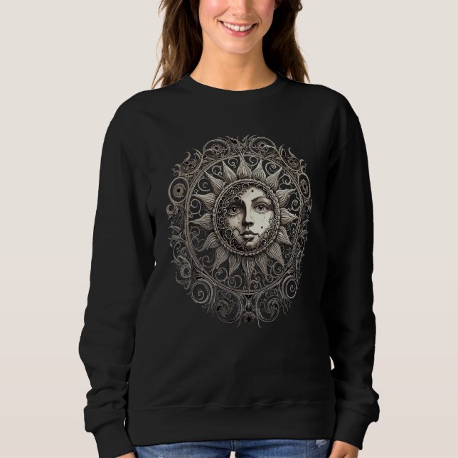 Celestial Space Sun Moon Boho Luna Solar Astronomy Sweatshirt (Vorderseite)