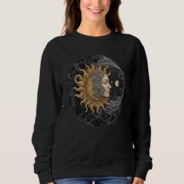 Celestial Space Sun Moon Boho Luna Solar Astronomy Sweatshirt (Vorderseite)