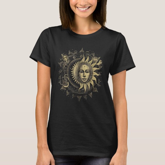 Celestial Space Sun Moon Boho Luna Solar Astronomy T-Shirt (Vorderseite)