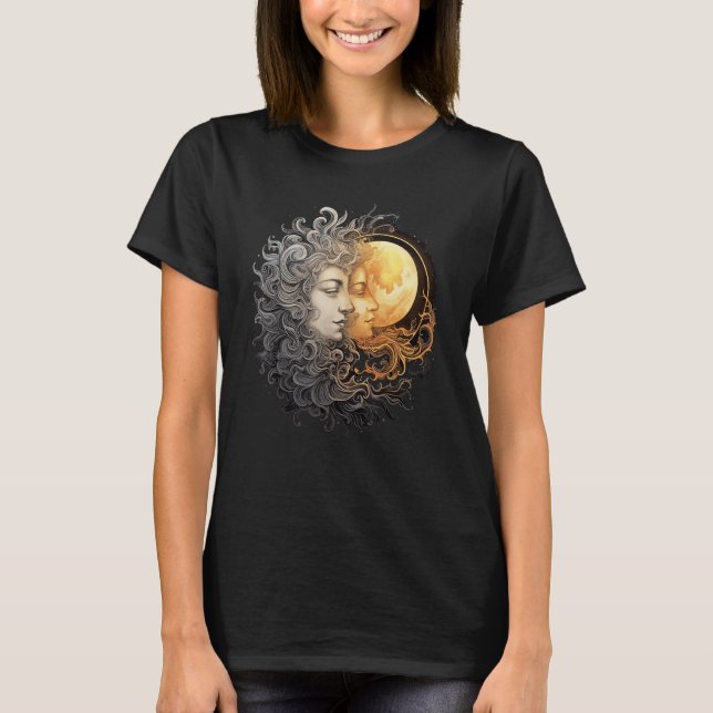 Celestial Space Sun Moon Boho Luna Solar Astronomy T-Shirt (Vorderseite)