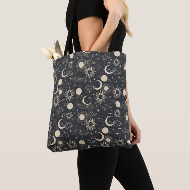 celestial space sun moon galaxy planet beige tasche (Von Nahem)