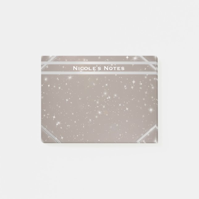 Celestial Sparkle Glam Trendy Modern Personalisier Post-it Klebezettel (Vorderseite)