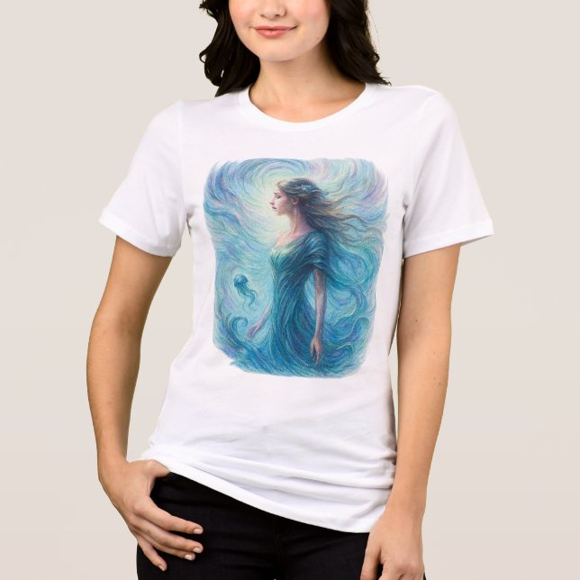 Celestial Spirit in Swirling Cosmos Tri-Blend Shirt (Vorderseite)