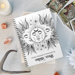 Celestial Spirit Sun & Moon Black & White Trendy Notizblock