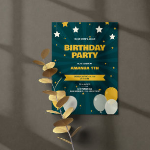 Celestial Star Balloons Geburtstagsparty Einladung