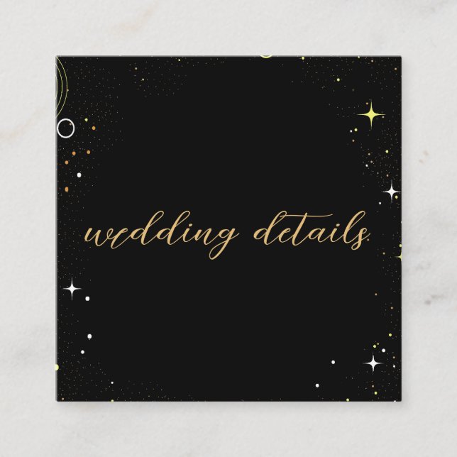 Celestial Star Dust Black QR Code Hochzeit Begleitkarte (Vorderseite)