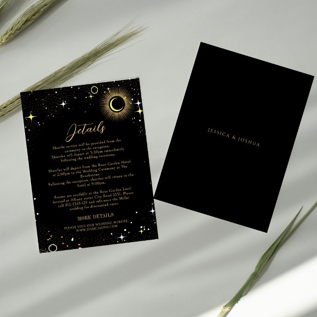 Celestial Star Dust Black Wedding Begleitkarte (Von Creator hochgeladen)