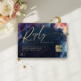 Celestial Star Midnight Blue Wedding QR Replik Car