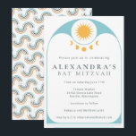 Celestial Star Sun Yellow Blue Modern Bat Mitzvah Einladung<br><div class="desc">Celestial Star Yellow Blue Modern Bat Mitzvah Einladung</div>