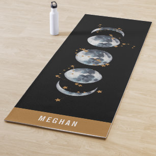 Celestial Starry Moon Phase | Schwarz Yogamatte