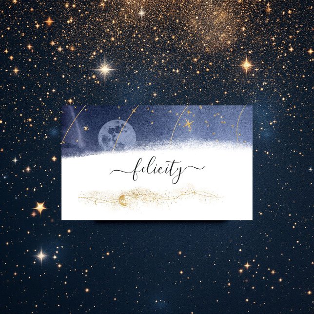 Celestial Starry Night Elegante Visitenkarte (Von Creator hochgeladen)
