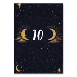 Celestial Starry Night Gold Moon Table Number Tischnummer