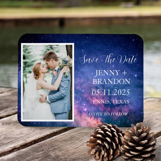 Celestial Starry Night Sky Galaxy Foto Romantisch Magnet (Von Creator hochgeladen)
