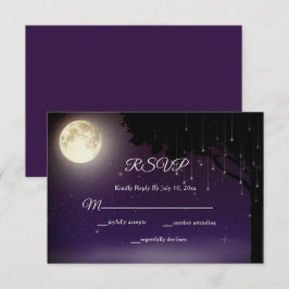 Celestial Starry Night String Lights Wedding RSVP Karte