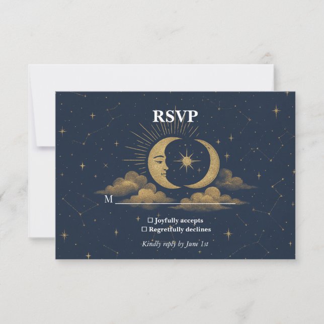 Celestial Starry Night Wedding RSVP Card (Vorderseite)