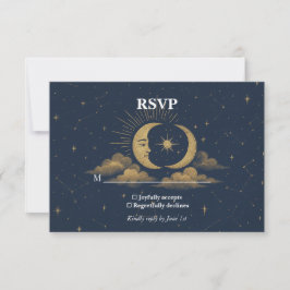 Celestial Starry Night Wedding RSVP Card Karte
