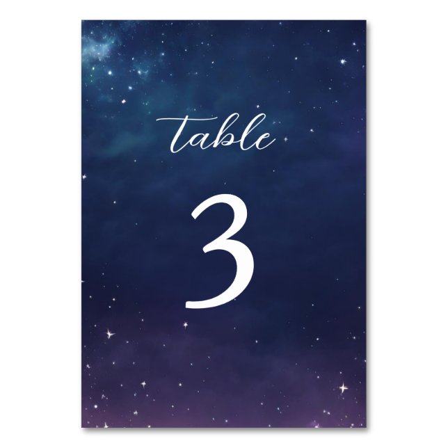 Celestial Starry Night Wedding Tischnummer (Vorderseite)