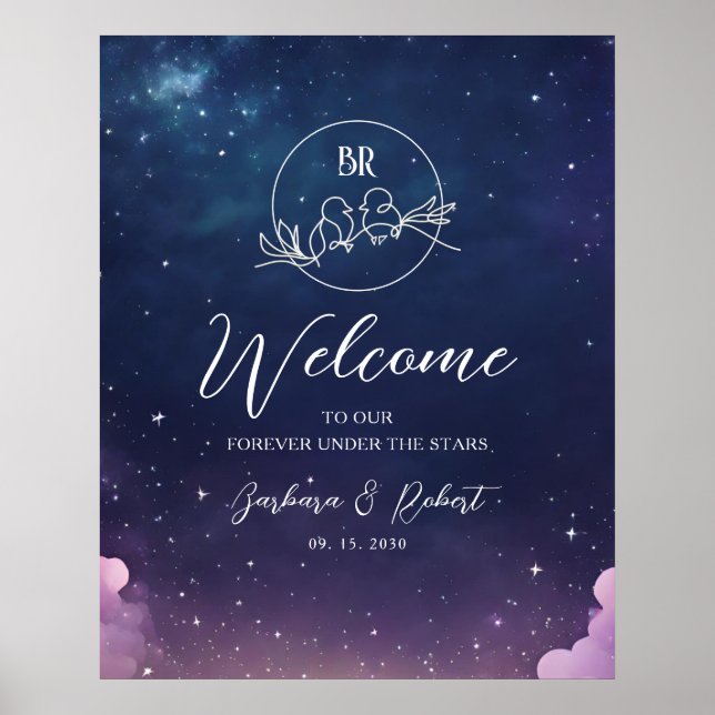 Celestial Starry Night Wedding Welcome Sign Poster (Vorne)