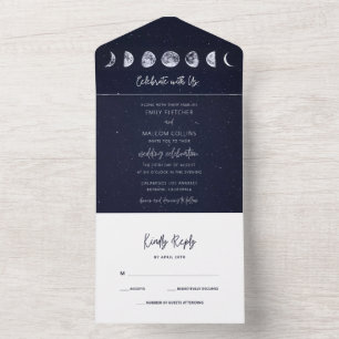 Celestial Starry Sky Moon Phases Celebrate Wedding All In One Einladung