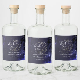 Celestial Starry Sky und Gold Moon Wedding Theme Alkoholflaschenetikett