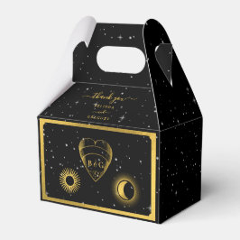 Celestial Stars Crescent Moon Black Gold Wedding Geschenkschachtel