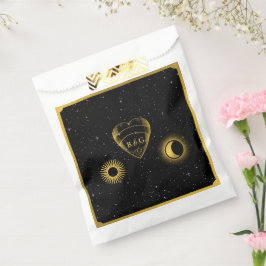 Celestial Stars Crescent Moon Black Gold Wedding Geschenktütchen